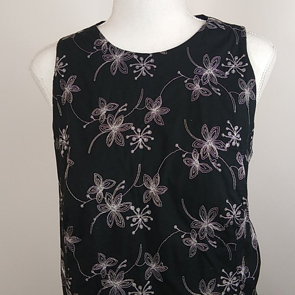Barbara Lesser Floral Embroidered Sheath Dress Lg - Picture 2 of 9